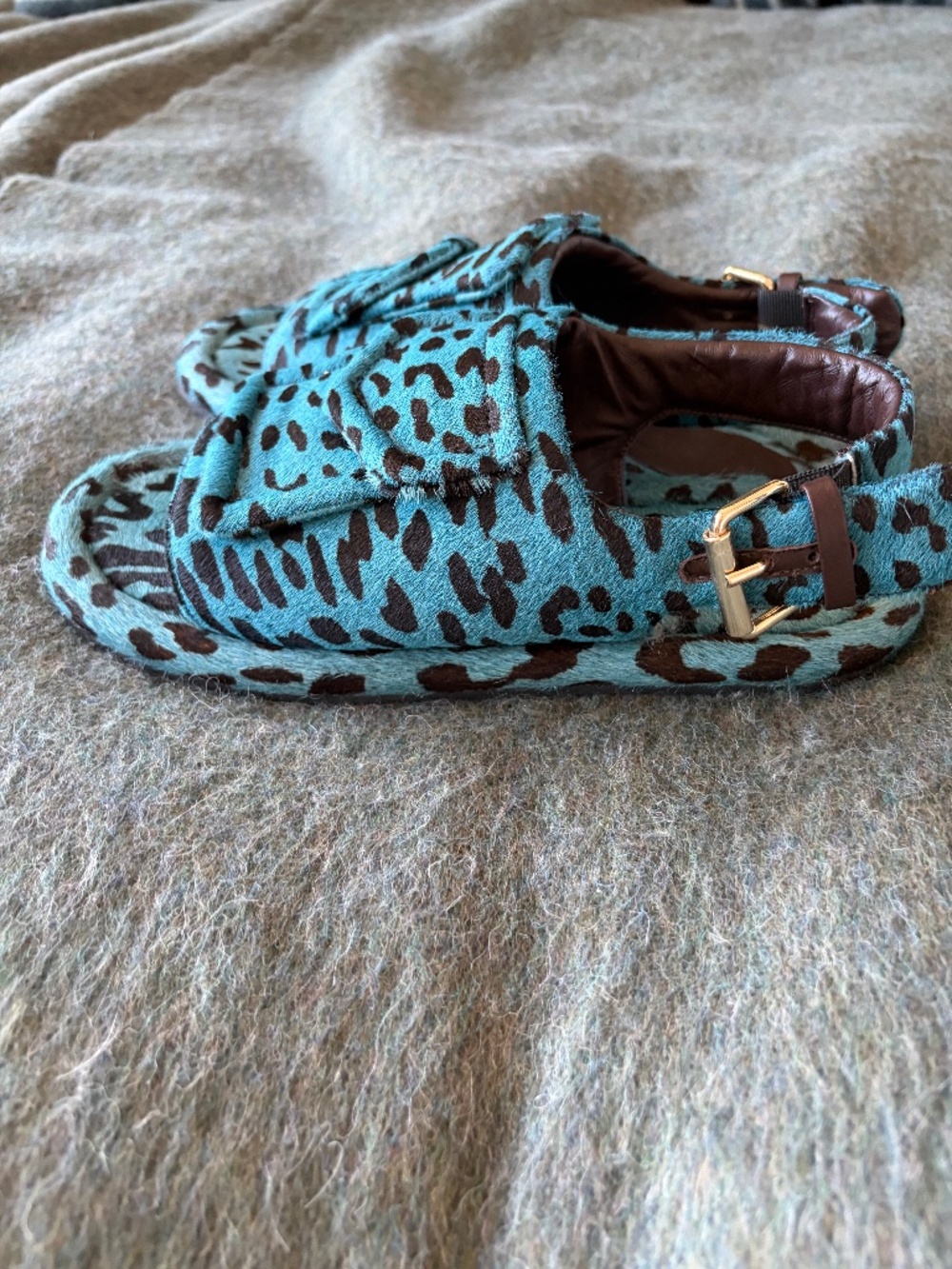 Tibi Pony Hair Calf Print Slingback Beryen Sandal - Blue - Picture 7 of 7